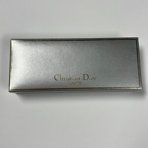 Christian Dior Vintage Silver Leather Hardshell Rectangular Lunettes Case